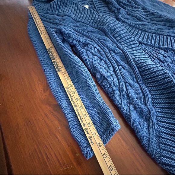 BLUE WILLI'S New Indigo Dyed Duster CARDIGAN SWEATER S Cable Knit Chunky Artsy - Picture 10 of 16